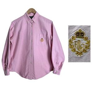 Lauren Ralph Lauren Pink Oxford Button Down Shirt With embroidered Crest